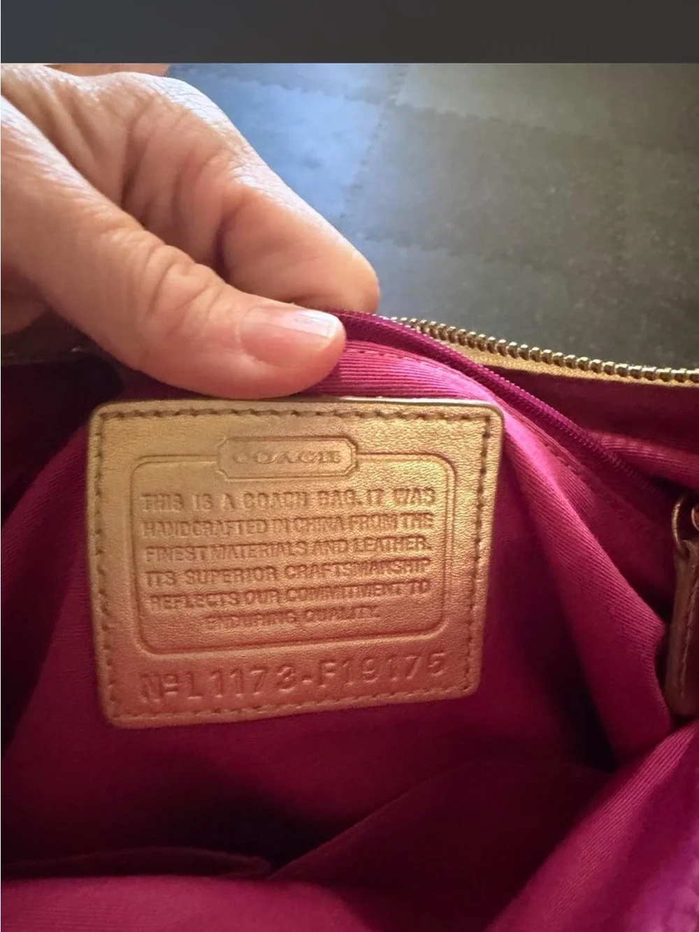 Coach Cream Plaid Crossbody with Metallic Gold Trim and Pink Logo